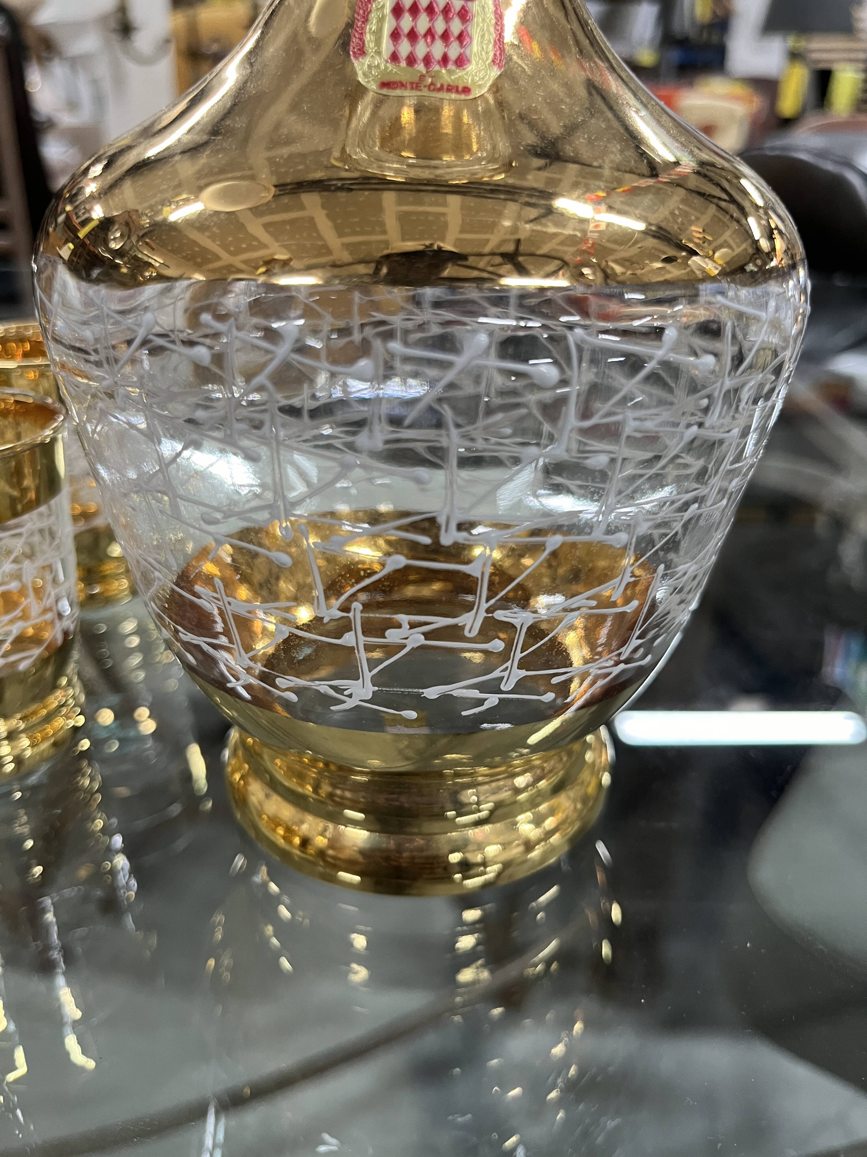 Service alcool carafe verres liqueur Verrerie de Monaco