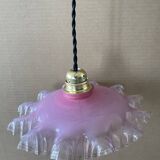 Suspension rose en verre ancienne