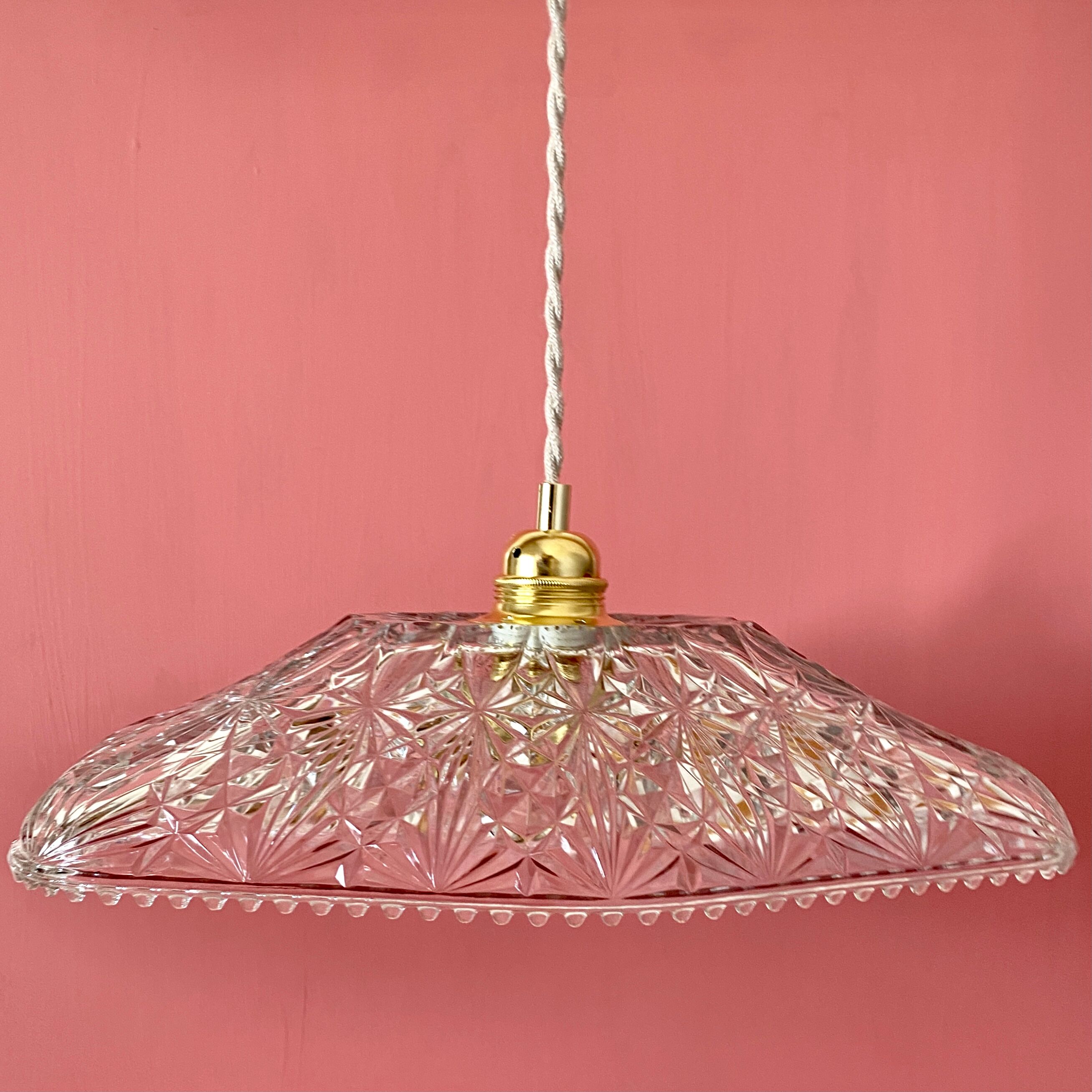 Vintage molded glass lampshade pendant lamp