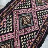 Colorful black margoum rug hand-woven in natural wool