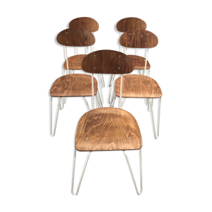suite de 5 chaises scolaire vintage