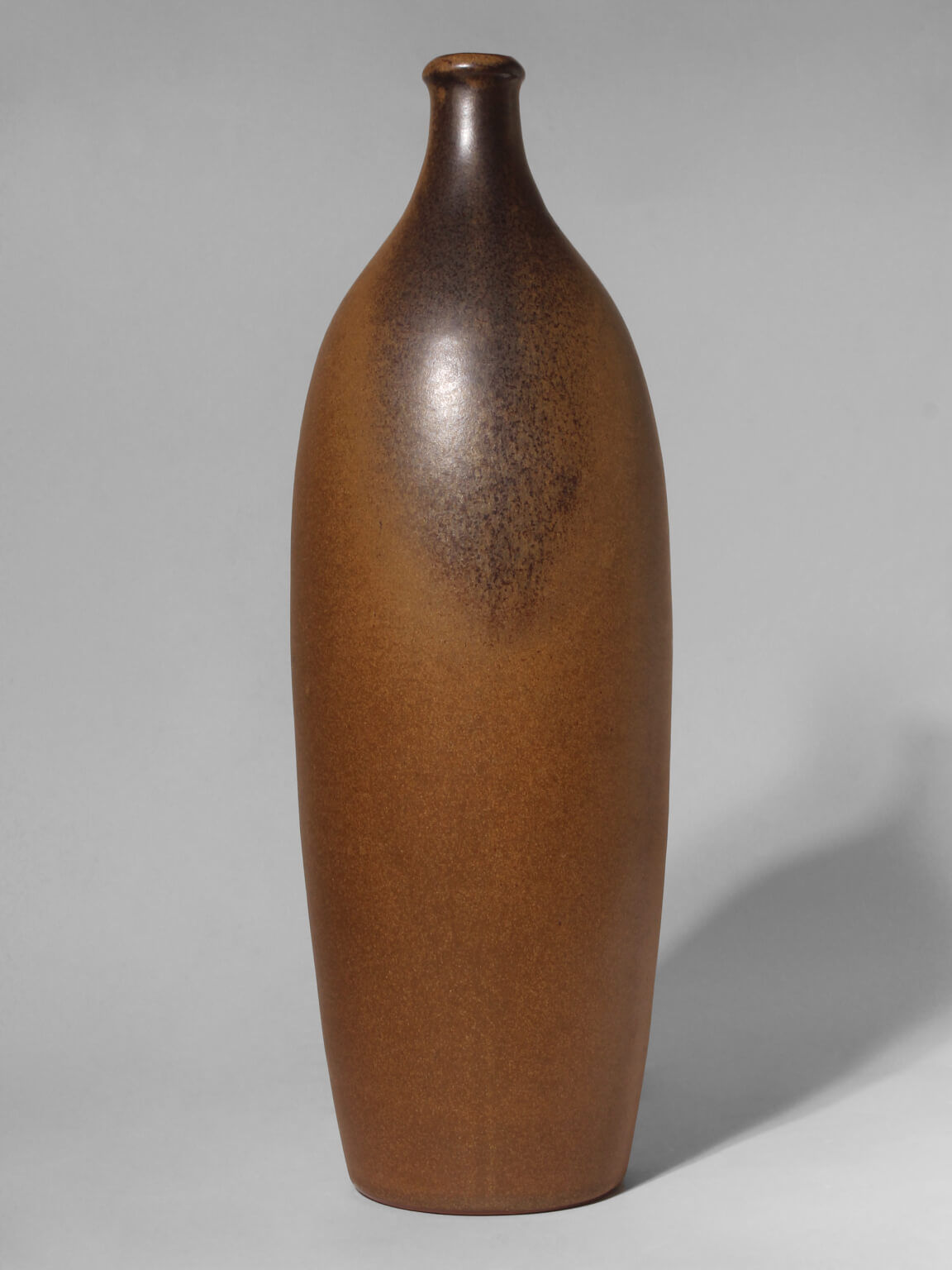 Mustard Brown Ceramic Studio Pottery Tall Vase, 1960s, Signed