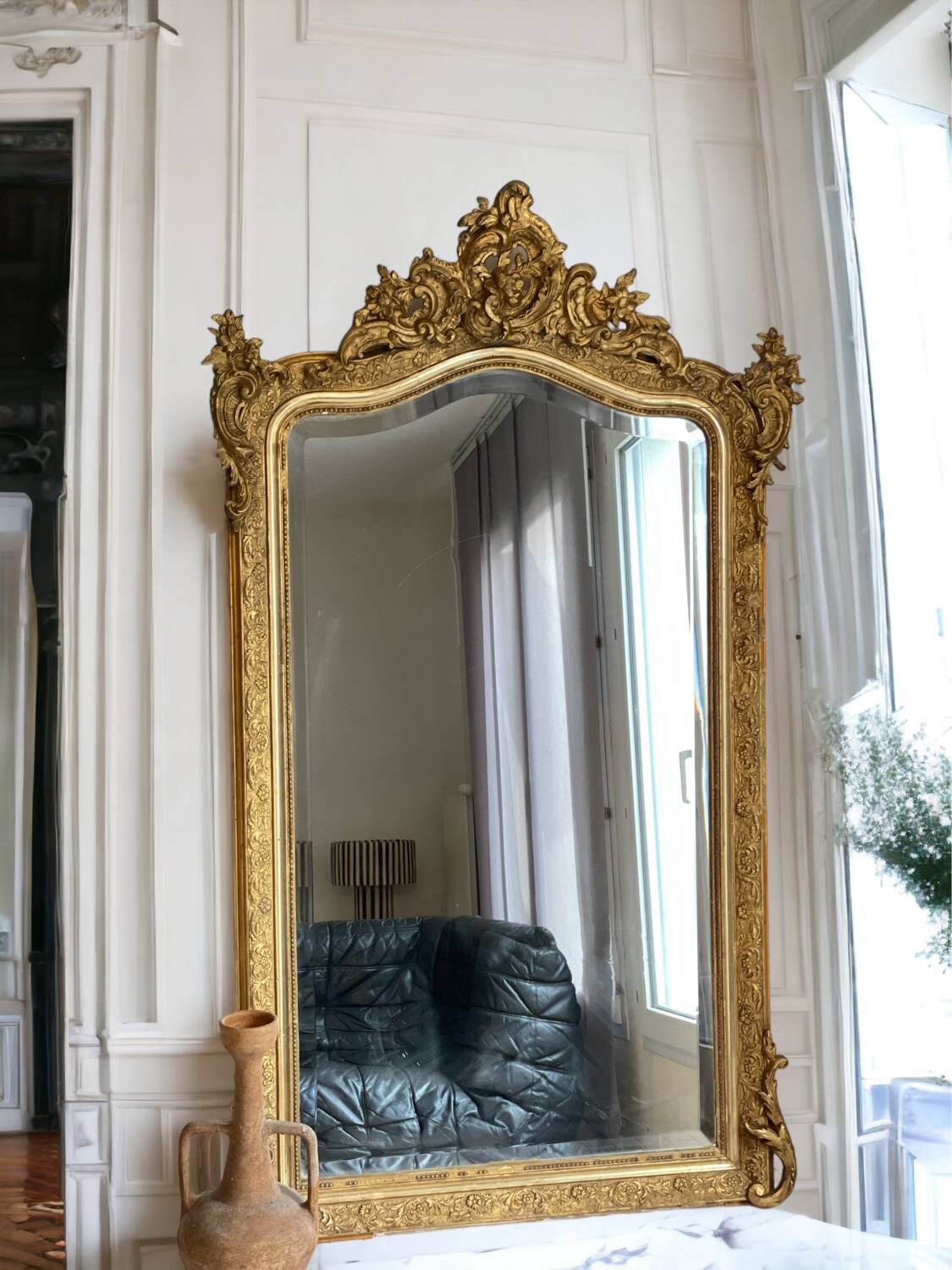 Antique Louis XV rocaille mirror 153x91 cm