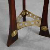 Art Nouveau Pedestal in wood and brass, Belgium, ca. 1910