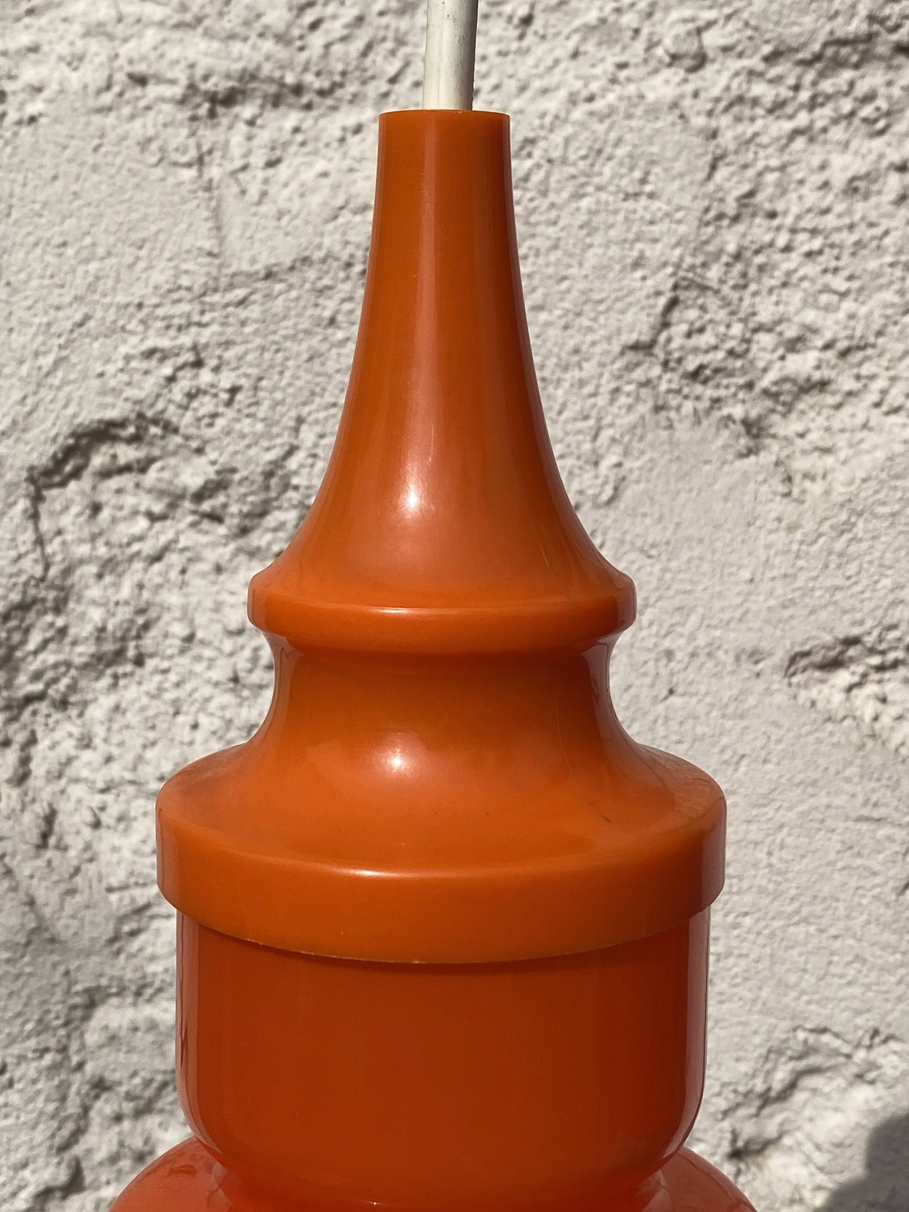 Vintage pendant lamp in orange opaline, 1970