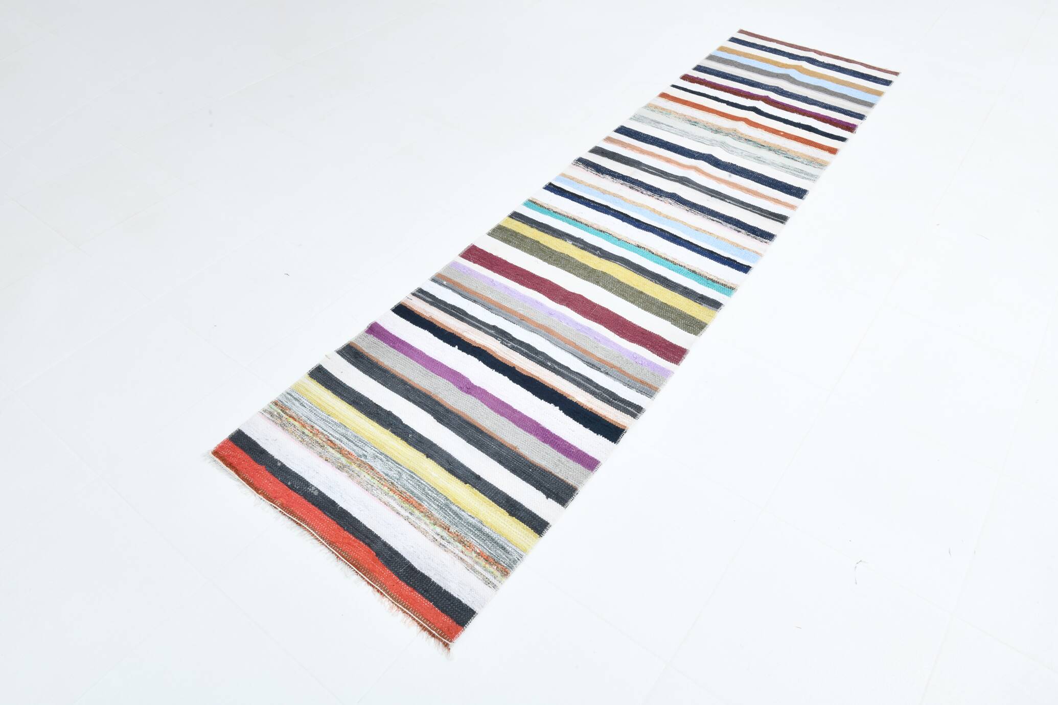 2x9  Multicolor Vintage Kilim Runner Rug, Hallway Runner Rug, 73x286Cm