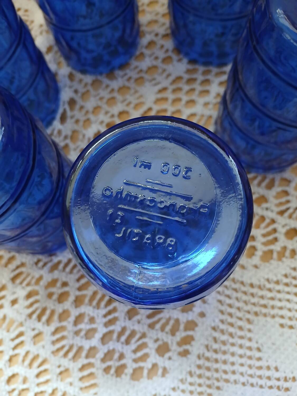 6 antique cobalt blue glasses