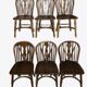 Set of 6 solid oak lyre-back Windsor chairs, 1960s