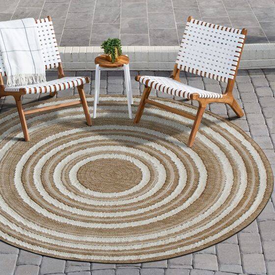 Natural beige jute round rug 70cm