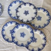 6 antique flat plates, Bordeaux (Jules Vieillard) and Longwy earthenware