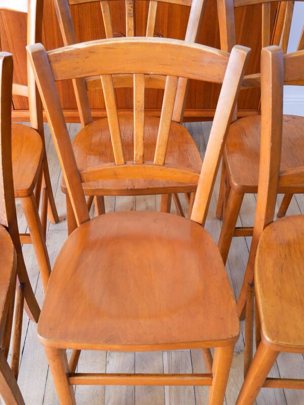 Ensemble de 6 chaises bistrot en bois Luterma 1950
