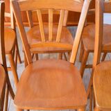 Ensemble de 6 chaises bistrot en bois Luterma 1950