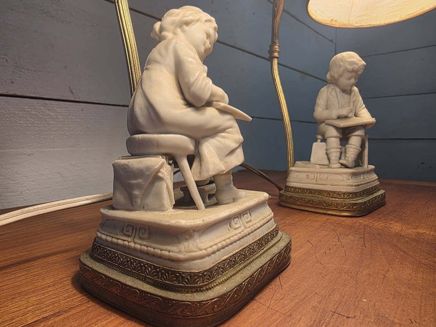 Pair of Louis XVI style bedside lamps, late 19th century