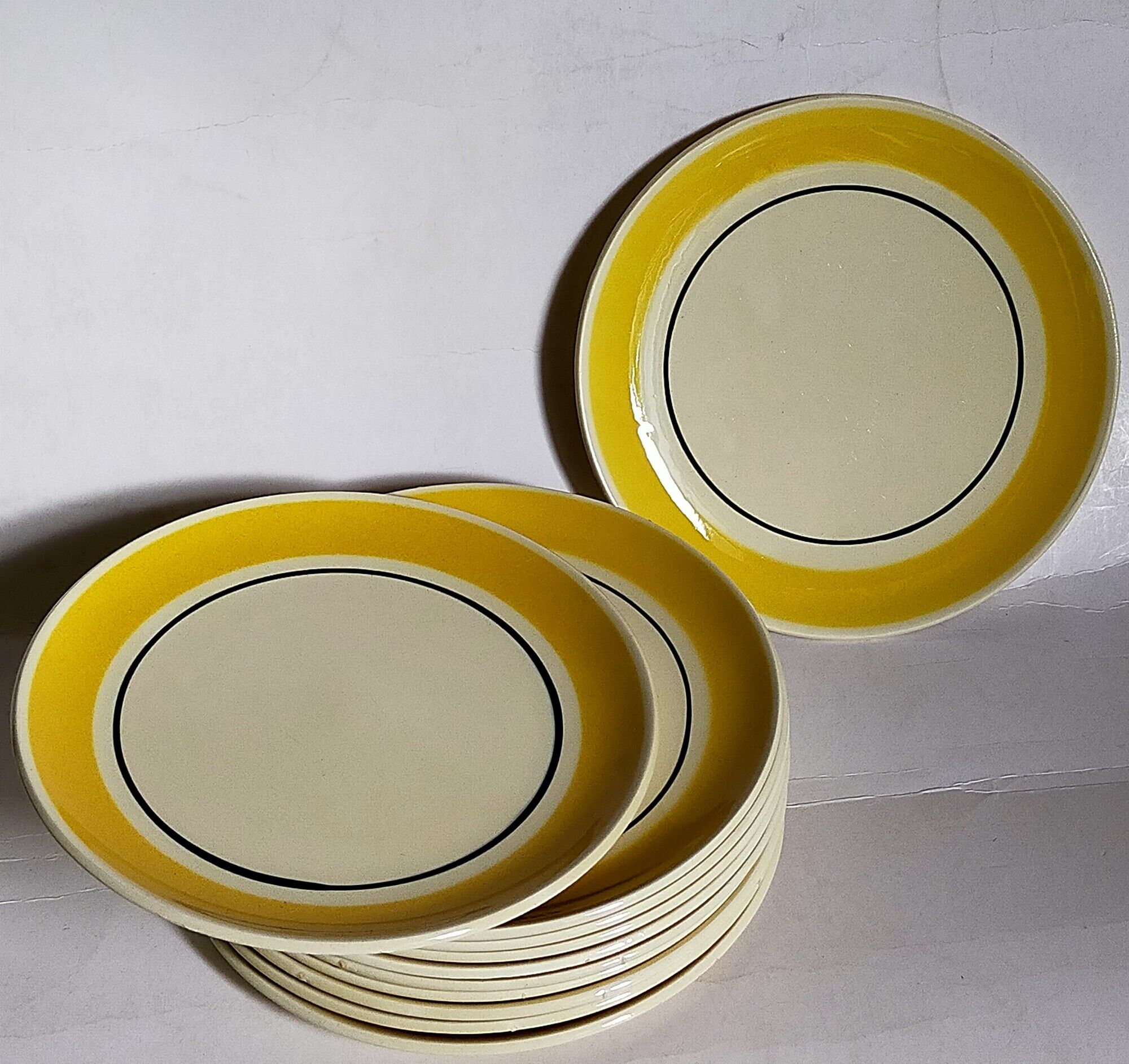 Ten dessert plates faience from gien creation primefleur, vintage "caroline" service
