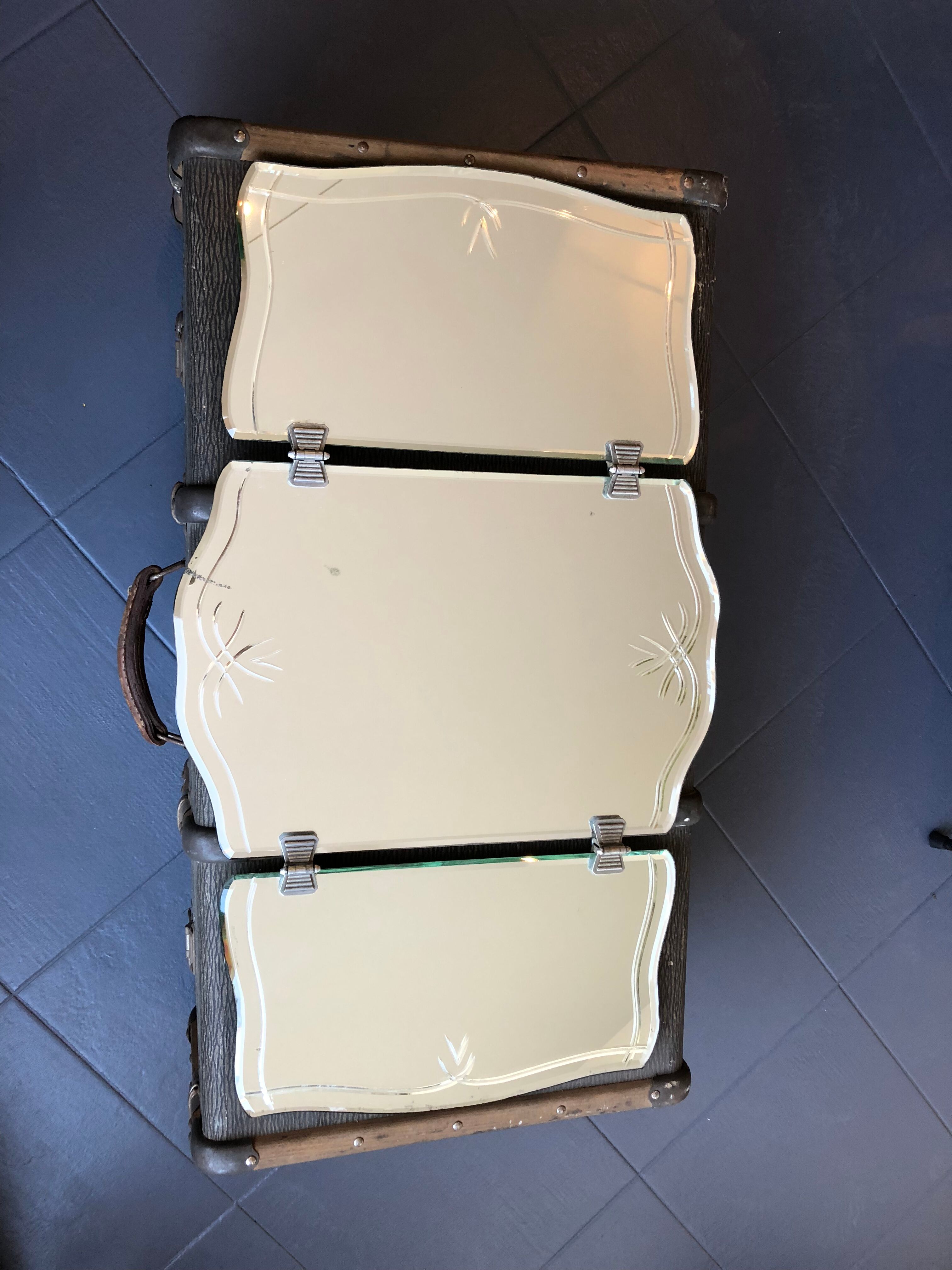 Art deco mirror triptych Barber to suspend 75x44cm