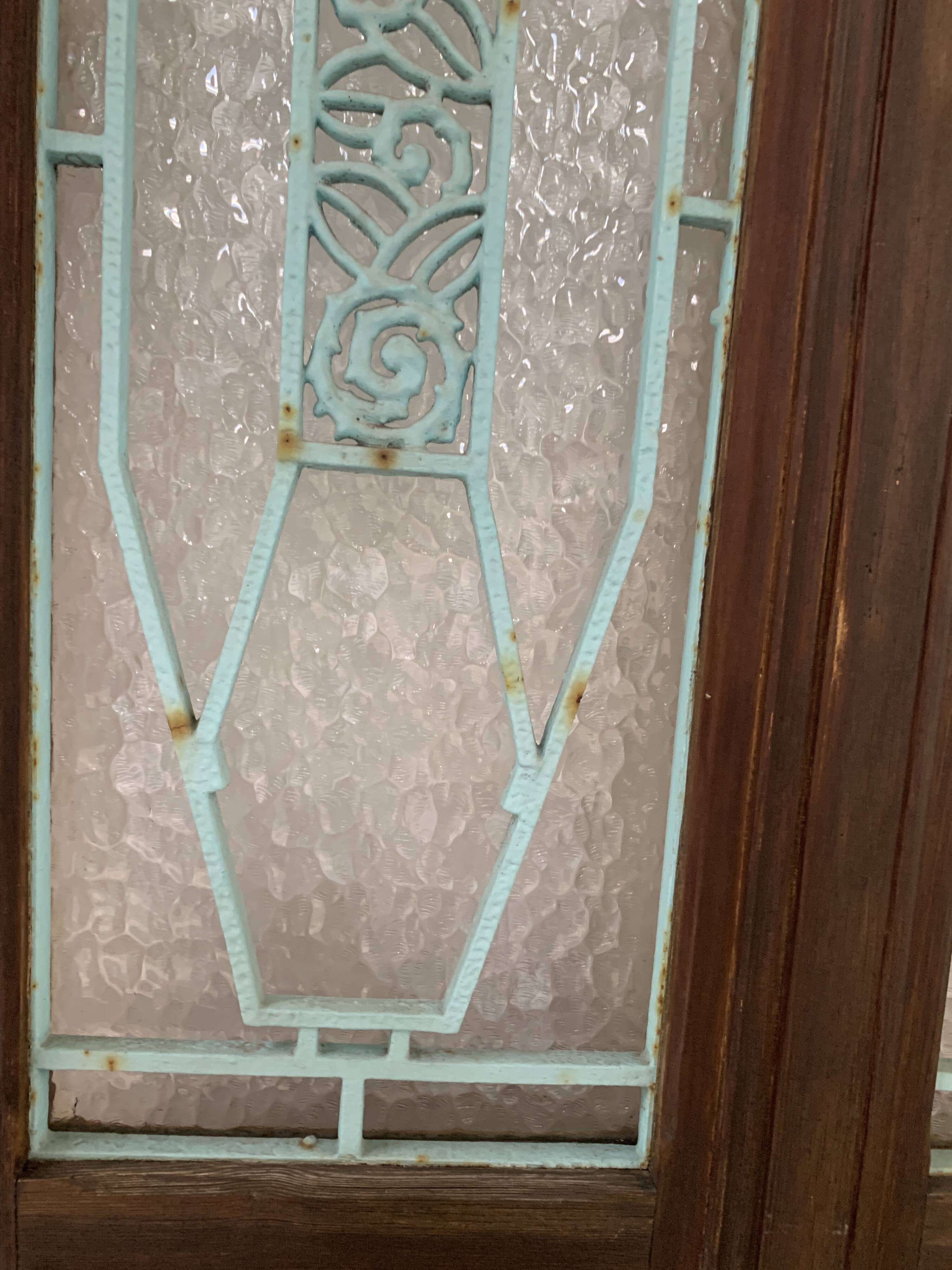 Art Deco style entrance door in solid wood, 20th century
