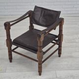 1960s, Scandinavian "Safari" lounge chair, original condition, leather, beech wood.