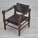 Années 1960, fauteuil lounge scandinave "Safari", état d'origine, cuir, bois de hêtre.