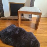 Antique Art Deco piano bench stool rosewood white bouclette fabric