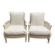 Pair of Louis XVI style caned Bergère armchairs