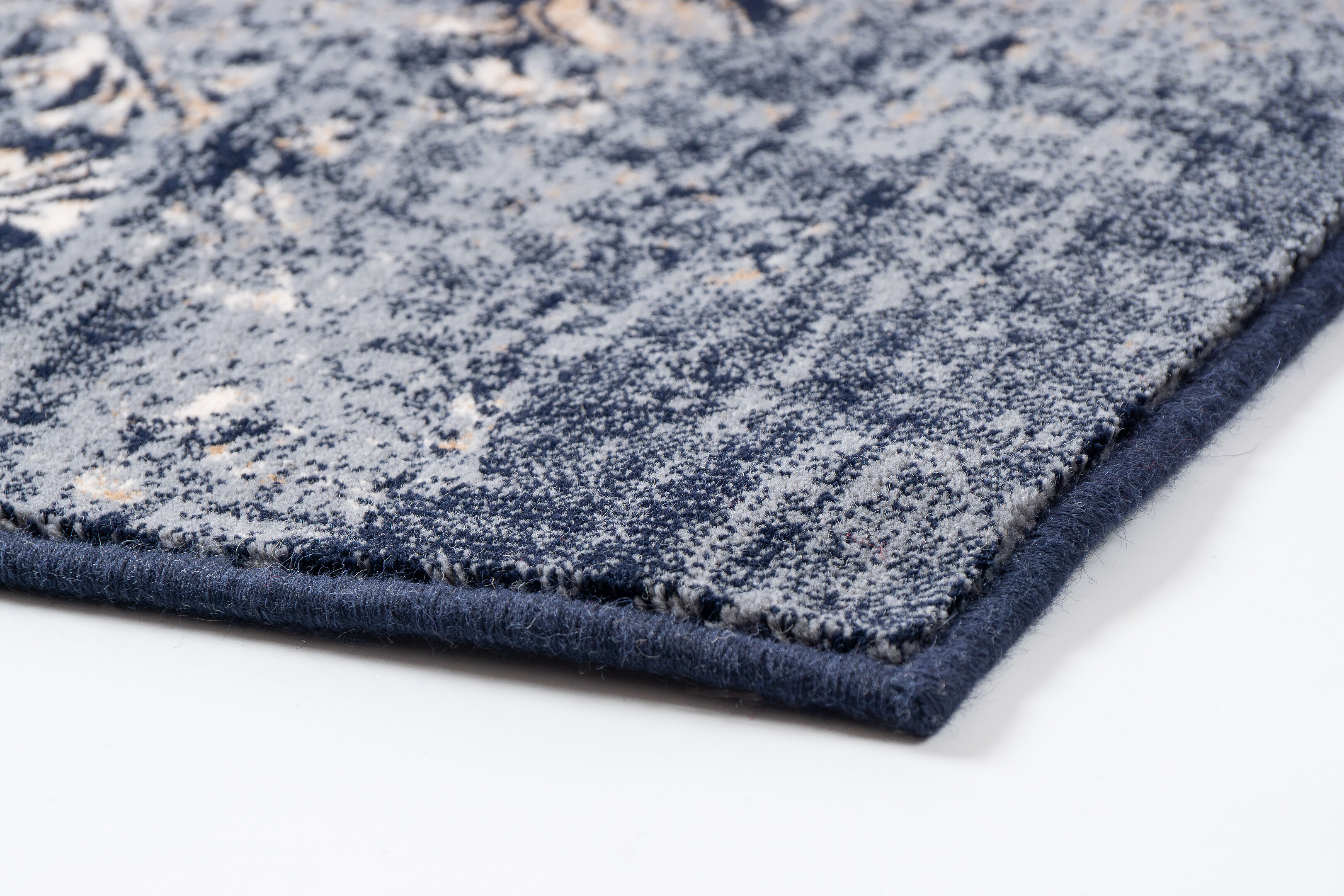 Gold blue wool rug