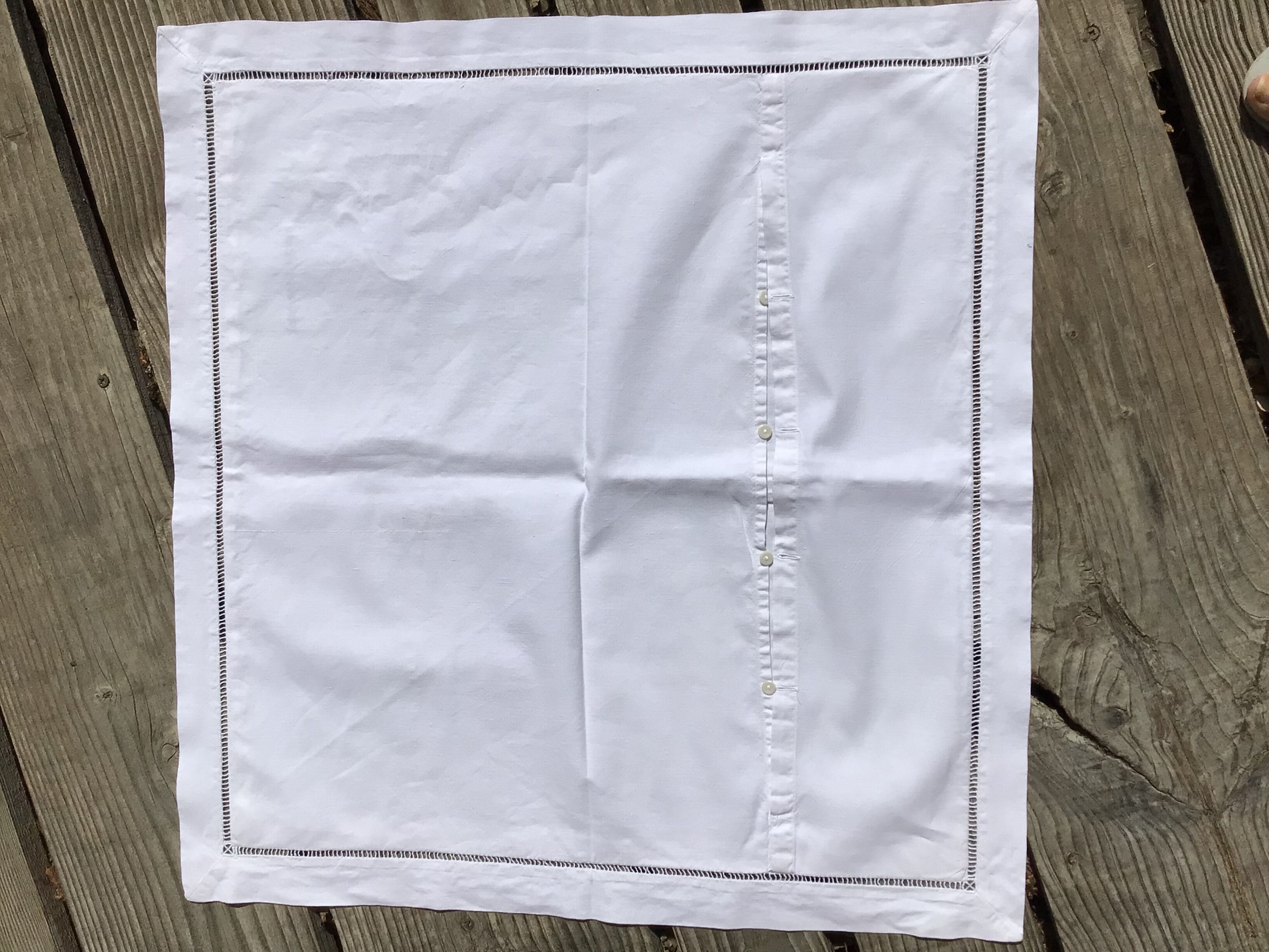 Pair of square pillowcases embroidered flower day ladder