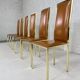 Set of 6 brass and leather chairs, Italian design from the 70s