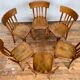 Series of 6 old light wood bistro chairs