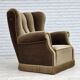 1960s, Danish relax armchair, dark green furniture velour, ash wood.