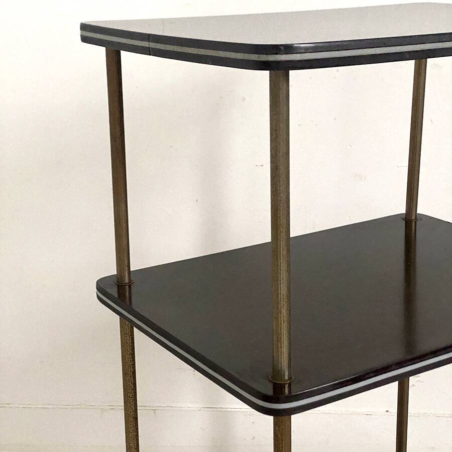 Table d'appoint en laiton et mélaminé, années 50's
