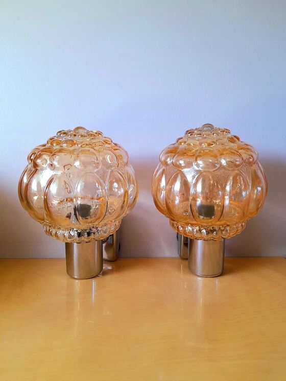 Pair of Helena Tynell bubble wall lights from the 70s