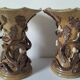 Two naturalistic stoneware vases – raised oak branches & acorns