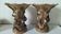 Two naturalistic stoneware vases – raised oak branches & acorns