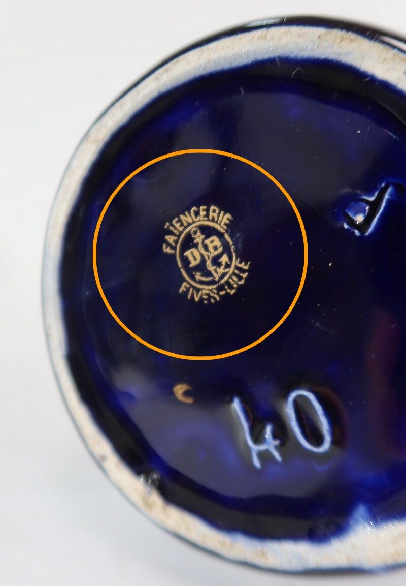 Midnight blue earthenware vase, "fives lille" - early twentieth century