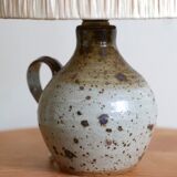 Sandstone lamp, raffia lampshade, 60s