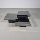 3-piece set of mirrored cocktail tables cidue, 1970