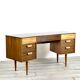 Midcentury Uniflex Walnut And Beech Concave Desk Designed By Gunther