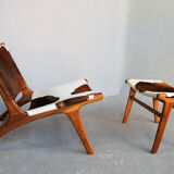 Chair in cowhide with ottoman inspiration Norwegian