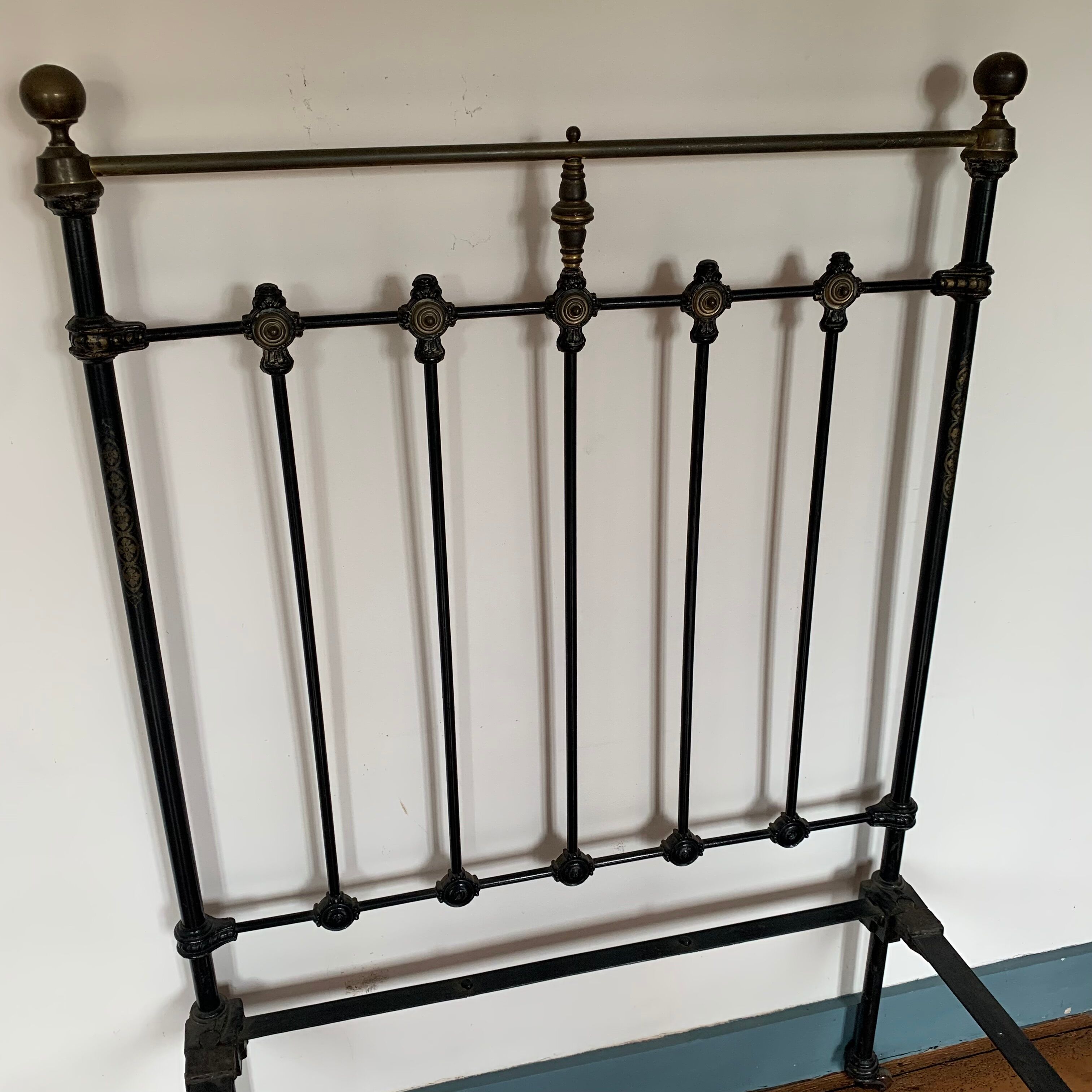 Victorian bed wrought iron and brass