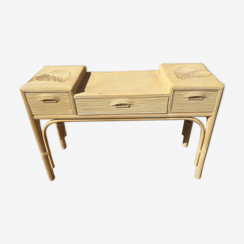 Console en bois imitation rotin