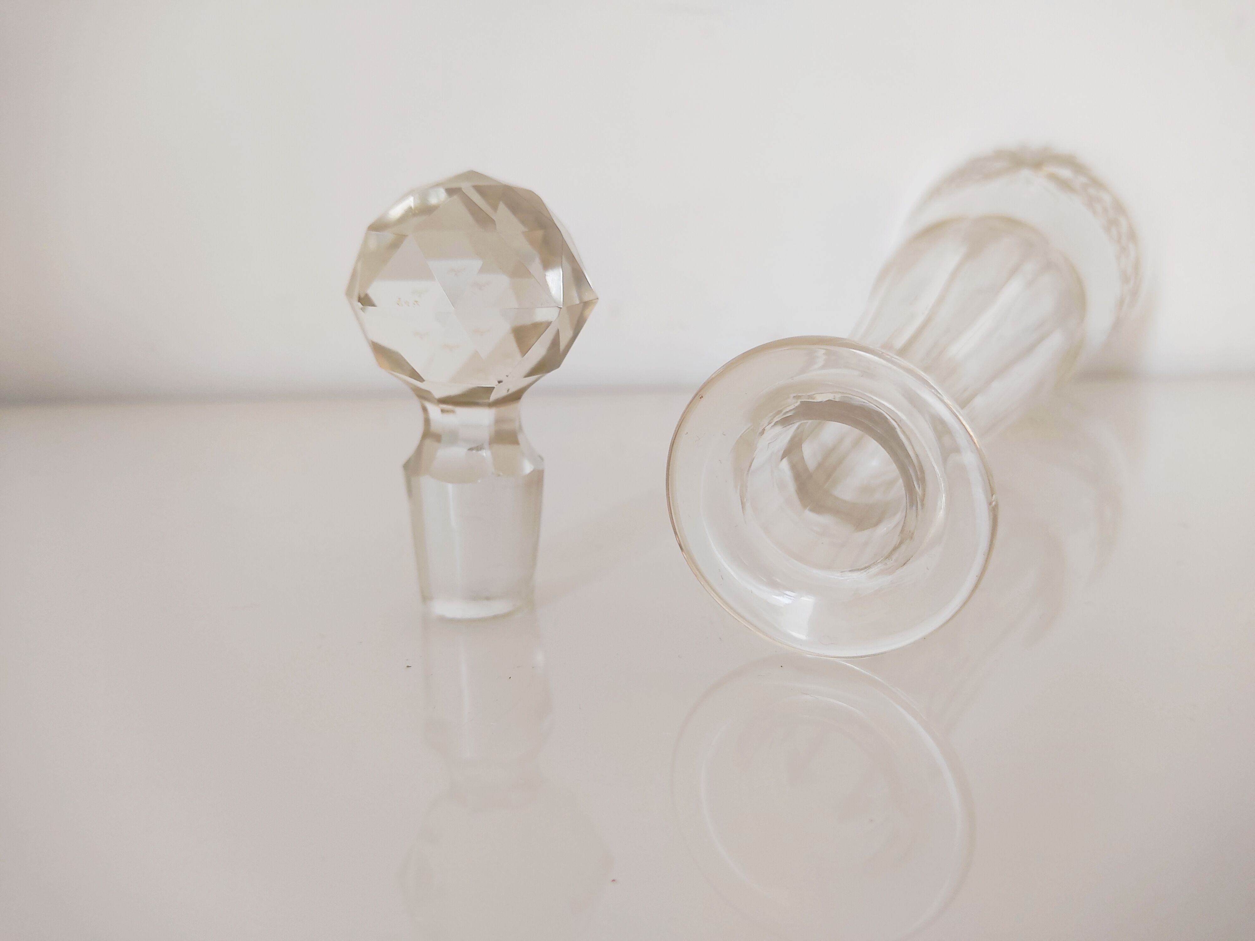 Carved glass decanter