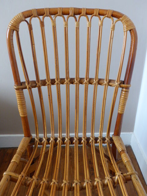 Chair, bamboo and rattan vintage, 70s.