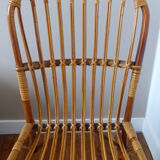 Chair, bamboo and rattan vintage, 70s.