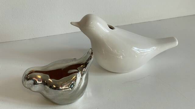 Vintage Ceramic Vase with a Couple of Birds