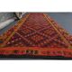 Vintage Turkish Oushak Handmade Wool Cotton Red Runner Rug 115x470