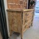 Stripped chest of drawers with bronze handles