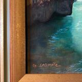 HST painting "Grand canyon of the Verdon Gorges" signed Lecompte + frame
