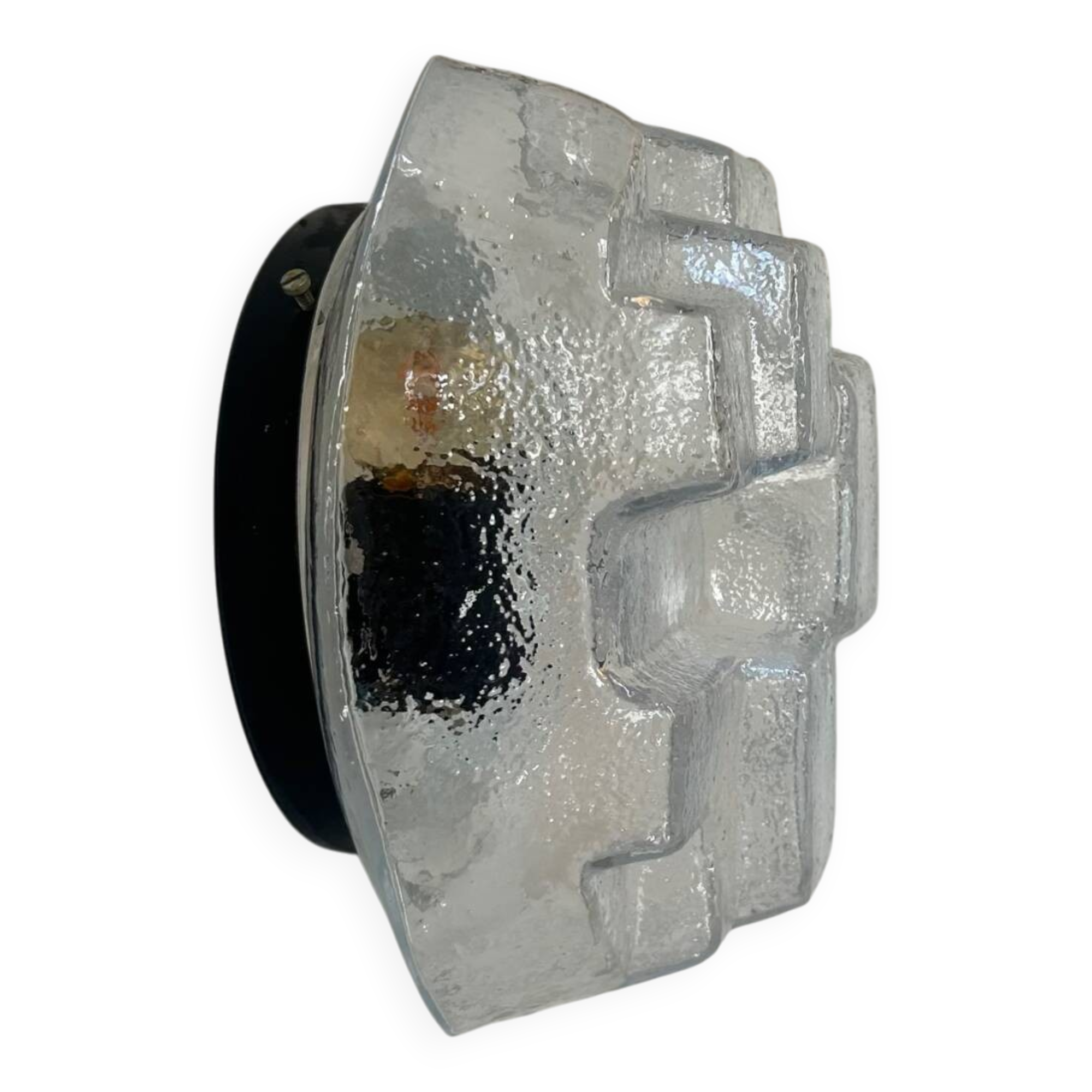 Vintage wall lamp in pressed molded bubble glass, France 1960