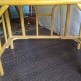 Desk or console and its armchair in rattan and bamboo