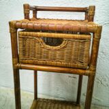 Woven wicker bedside table